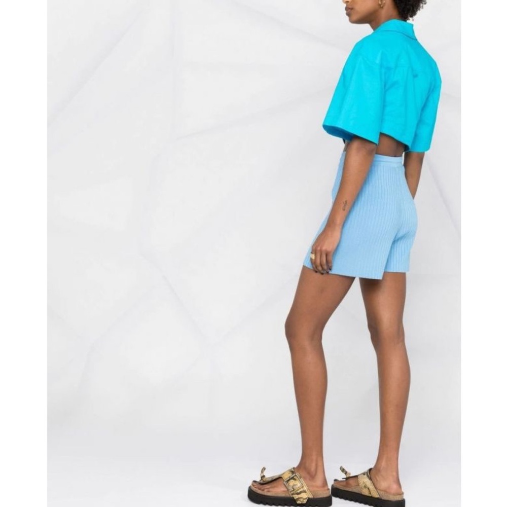 Nanushka Malena Knit Long Shorts in Blue Sz L #0477 - Picture 5 of 11